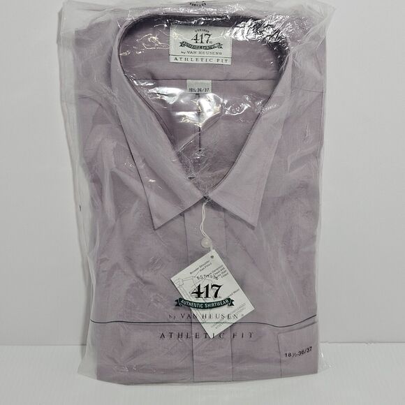 417 Van Heusen Mens Dress Shirt Size 18 1/2-36/37 Long Sleeve Button Up Athletic - Picture 1 of 3